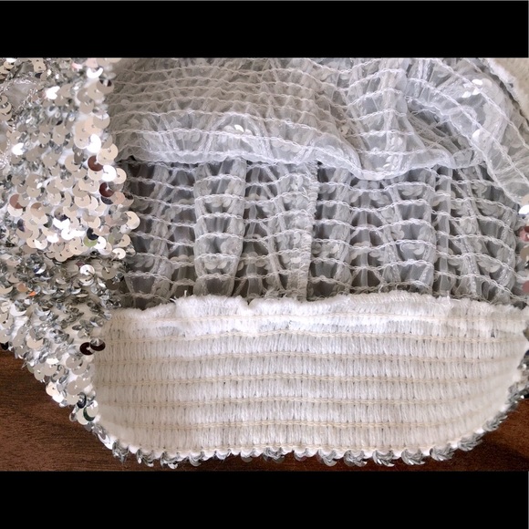 Neiman Marcus VTG 60’s Metallic Silver sequin Sheer dolman blouson Size S-M - Picture 13 of 17